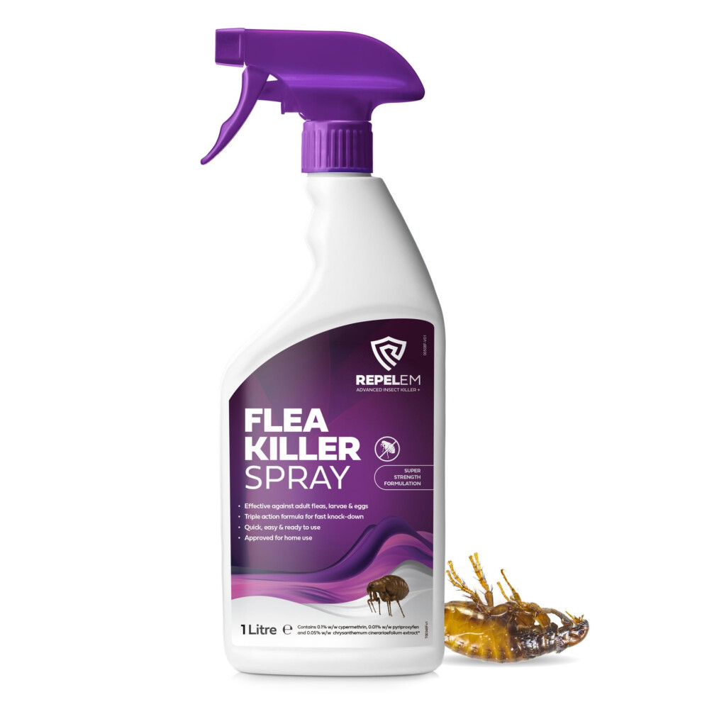 Repelem Flea Spray For The Home - Professional Strength, Household Flea Spray, Flea Killer For Home, Kills Fleas, Larvae & Eggs,
