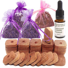Moth Repellent for Wardrobes Anti Moths Cedarwood Rings Lavender & Patchouli Bags Premium Oil 100% Natural (Medium L)