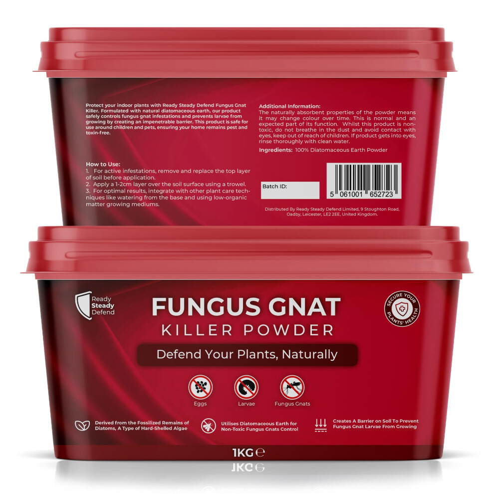 Fungus Gnat Killer Powder 1KG Diatomaceous Earth, Non-Toxic Pest Control, Child & Pet Safe, Effective Plant Protection,