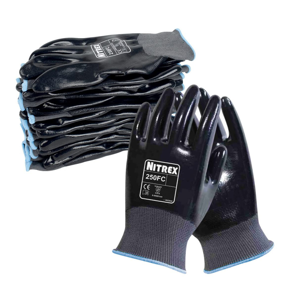 250Fc Work Gloves - General Handling Safety Gloves - Resistant To Abrasions, Cuts, Tears, And Punctures - Full Nitrile 8435140702088