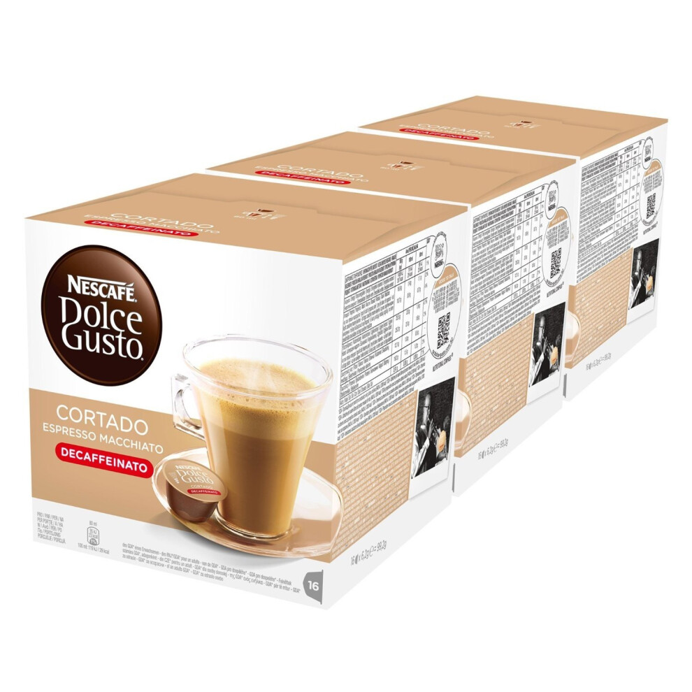 NescafÃ© Dolce Gusto Espresso Cortado Decaff, Pack of 3, Total 48 Capsules