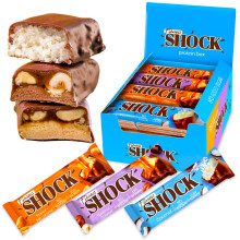 Protein Bar Mix Box 12-Pack, Fitness Bars No Added Sugar, High 20% Protein, Low Carb, Almost Sugar-Free (1g), Low