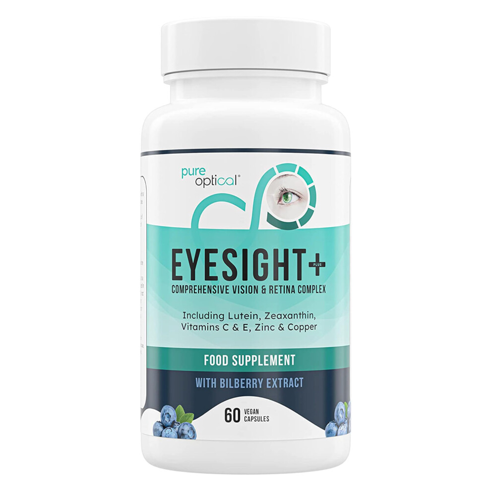 Pure Optical Eyesight Plus Areds2 Formula Vitamins For Eyes - Lutein And Zeaxanthin Supplement - 60 Areds2 Eye Health Capsules