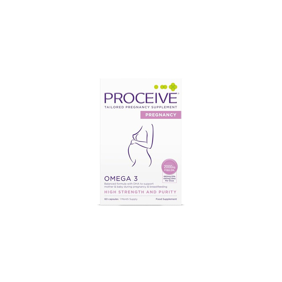 Proceive Pregnancy Omega 3 - High Strength & Pure Fish Oil Tablets - 60 Capsules/1 Month Supply