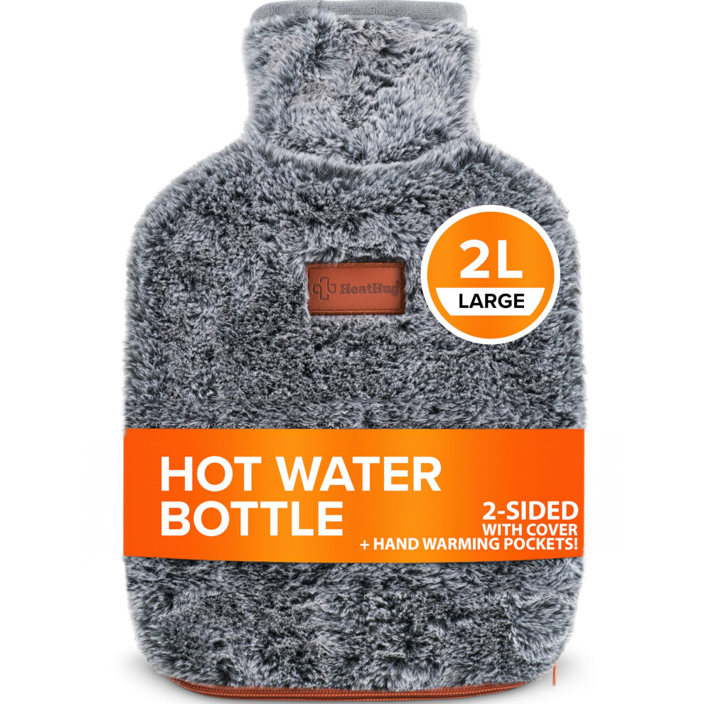 Hot Water Bottle with Cover UK - Hot Water Bottles for Pain Relief (2L) 2 Sided - Image 3