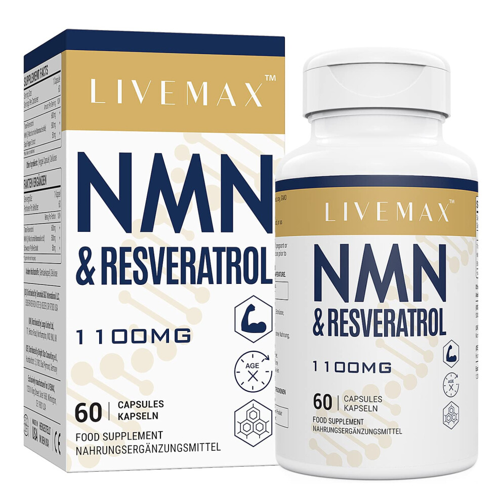 Liivemax Black Nad+ & Trans-Resveratrol Complex 1100Mg | Anti-Aging Antioxidant Supplement | Enhanced With Pepper Extract For