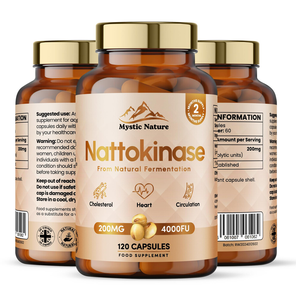 Nattokinase 120 Capsules | 200 MG | 4000 FU | 100% Natural Vegan Non-GMO Zero Additives | Protein Enzyme from Japanese