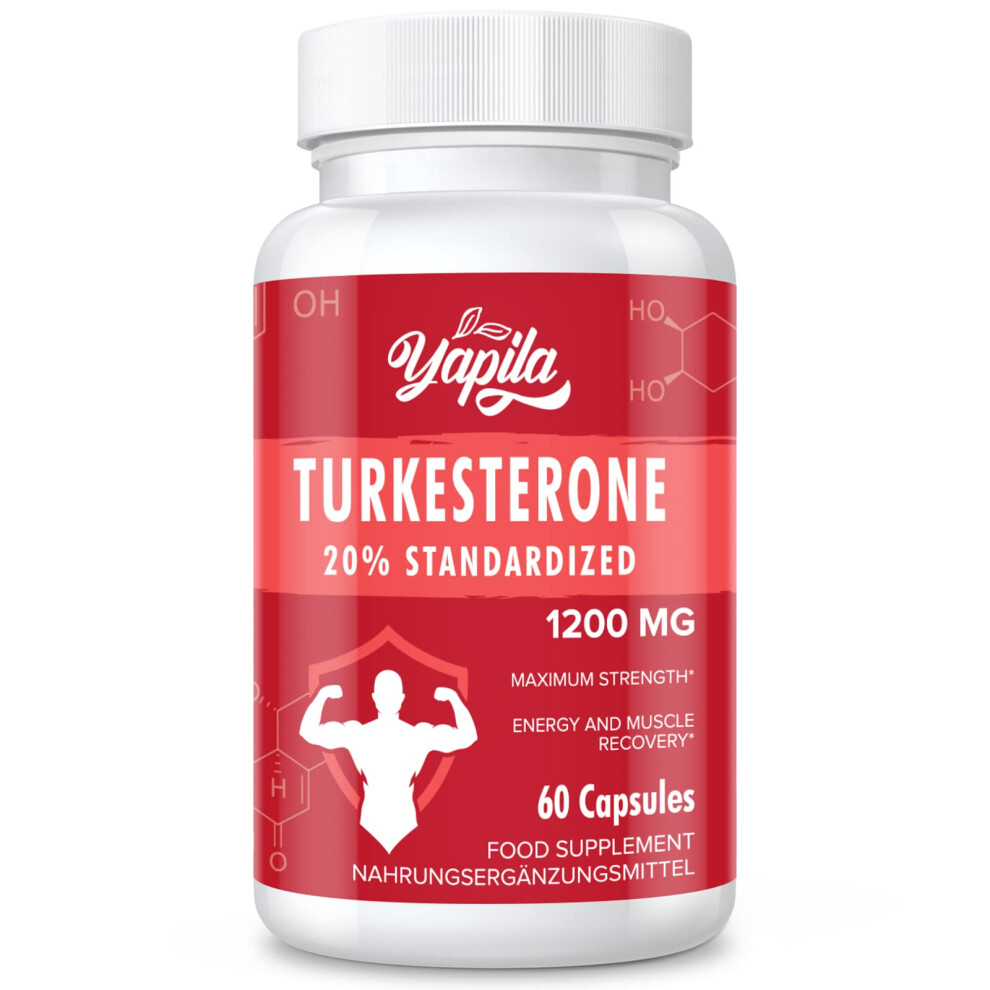 Yapila Turkesterone Supplement - 1200Mg Ajuga Turkestanica Extract Standardized To 20% Turkesterone,Max Strength For