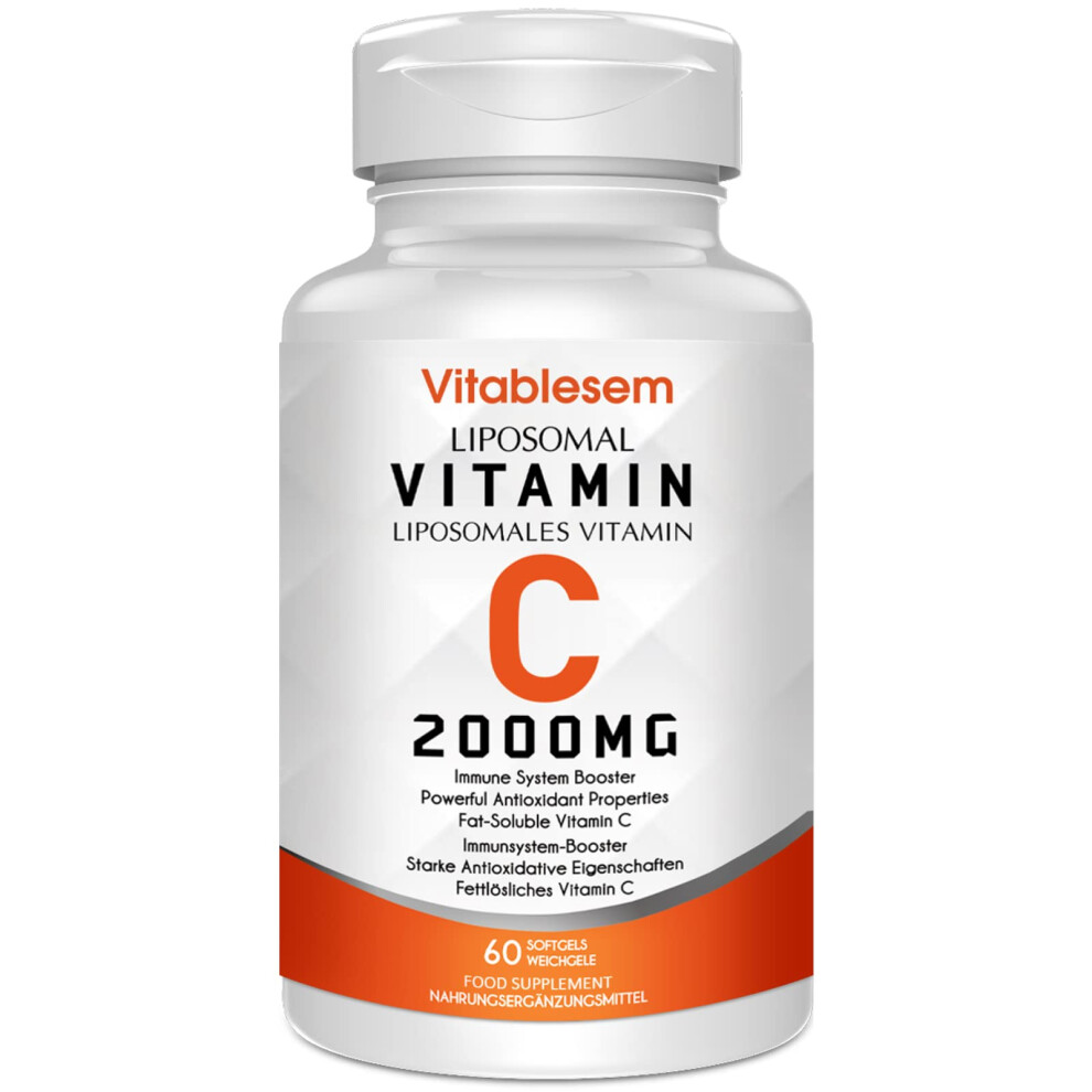 Vitablesem Liposomal Vitamin C Capsules 2000Mg - High Strength Gluten Free & Ascorbic Acid - Immune Support Antioxidant Supplement