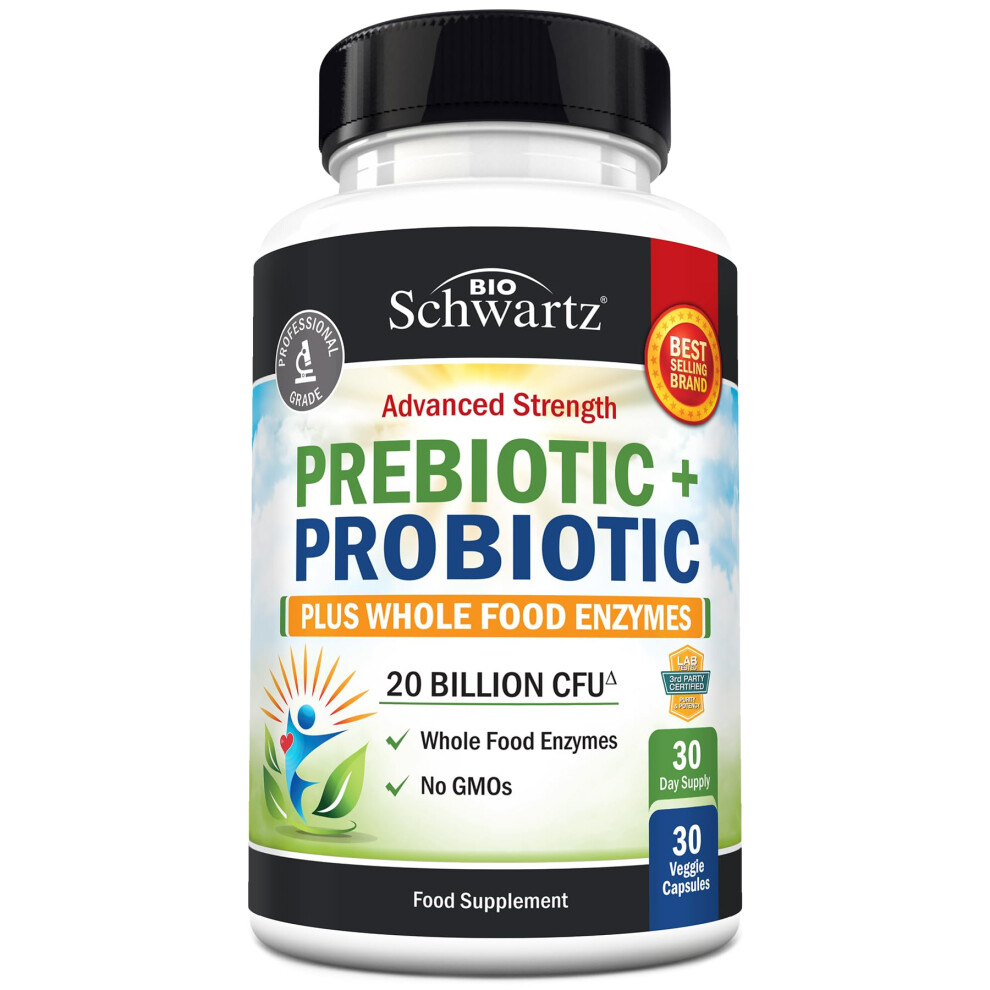 Bioschwartz Prebiotics And Probiotic With Whole Food Enzymes For Adults Women & Men - Probiotics Lactobacillus Acidophilus