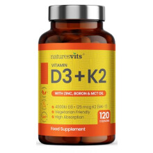 Vitamin D3 and K2 Bone Supplement - with Zinc, MCT Oil and Boron for Calcium Absorption for Joint Care - High Strength