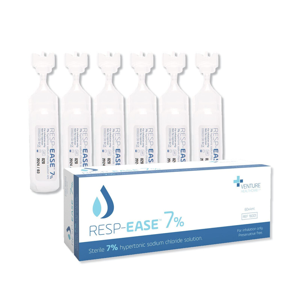 7% Sterile Hypertonic Saline Solution for Inhalation via Nebuliser - Helps Clear Airways and Congestion from Lungs - 60