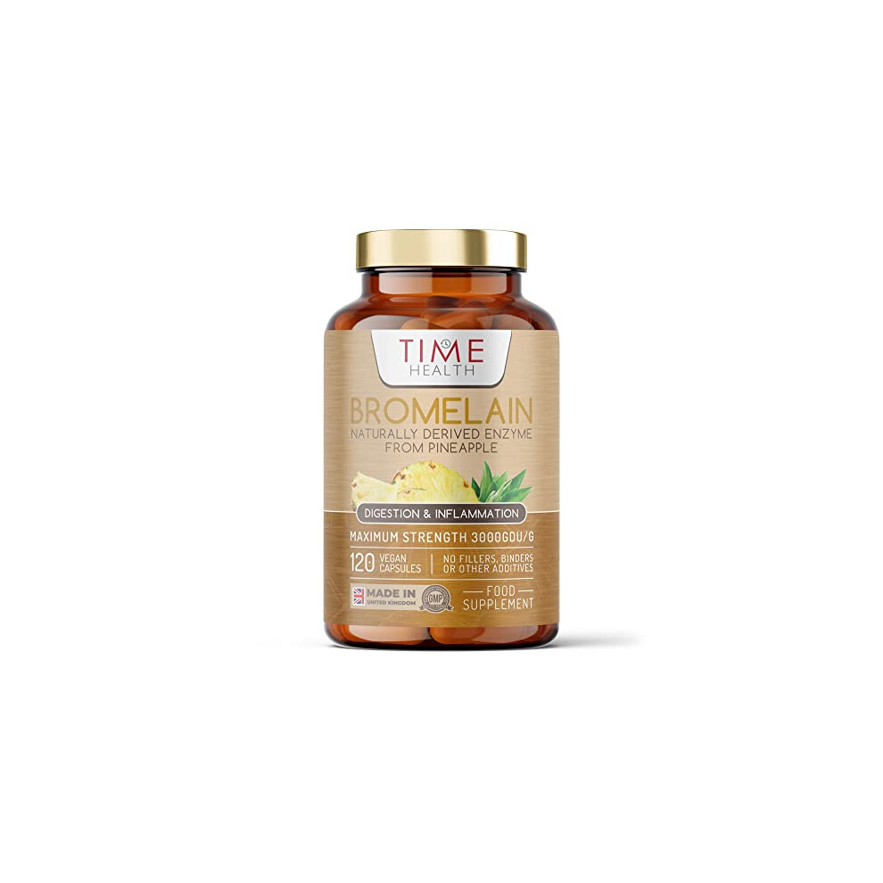 Time - Time-Records Bromelain Capsules - High Strength 3000 Gdu - Highly Dosed 500Mg Per Capsule - Naturally Derived From Pineapple - Uk