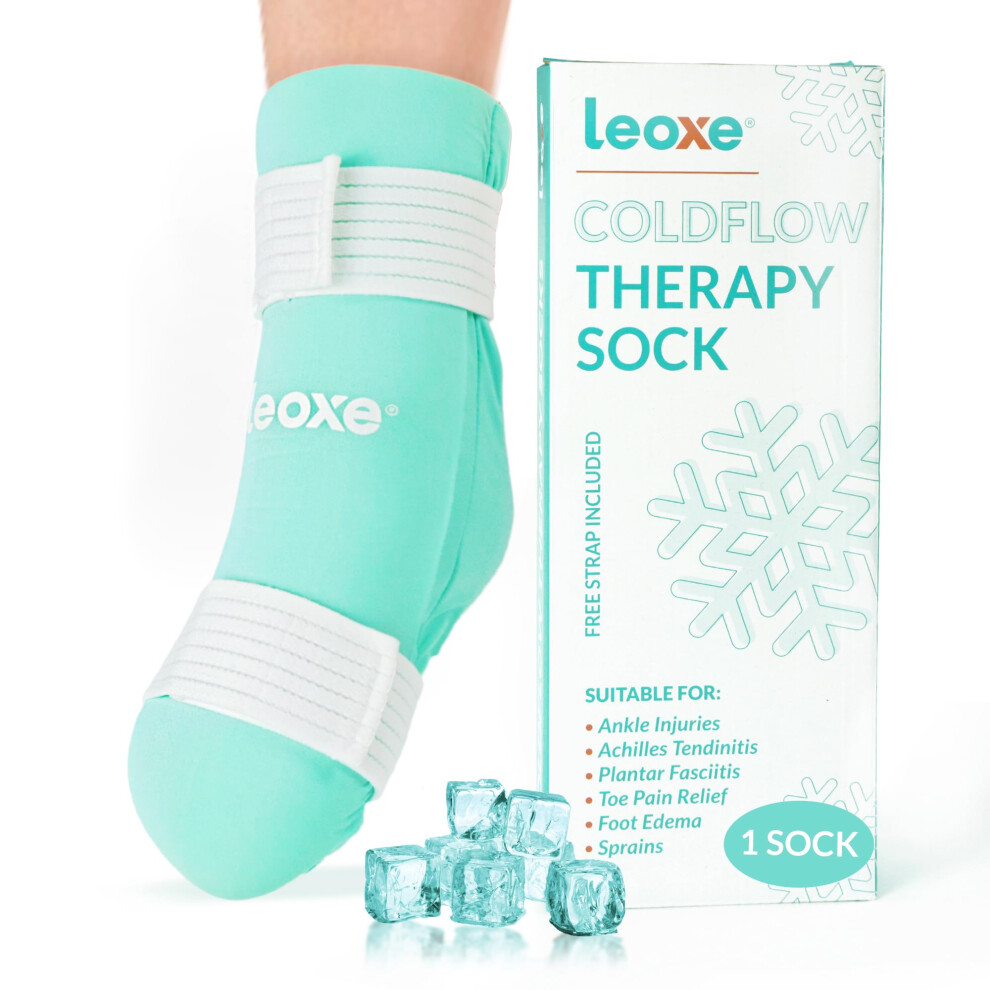 Leoxe Ankle Foot Ice Pack Wrap, Reusable Cold Therapy Gel Sock For Injuries, Foot Sprained, Swelling, Toe Pain, Foot Edema,