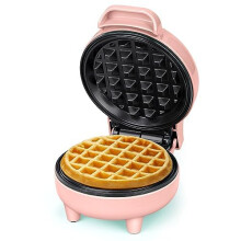 Mini Waffle Maker, 550W Waffle Iron, Ready Indicator Light, Non Stick Coating, Cool Touch Handle, Compact Size, Pink