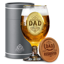 CROWNLY CRYSTAL Gold Father's Day Gifts for Dad Birthday Gifts Beer Glasses Daddy Birthday Gifts Christmas Gifts Dad