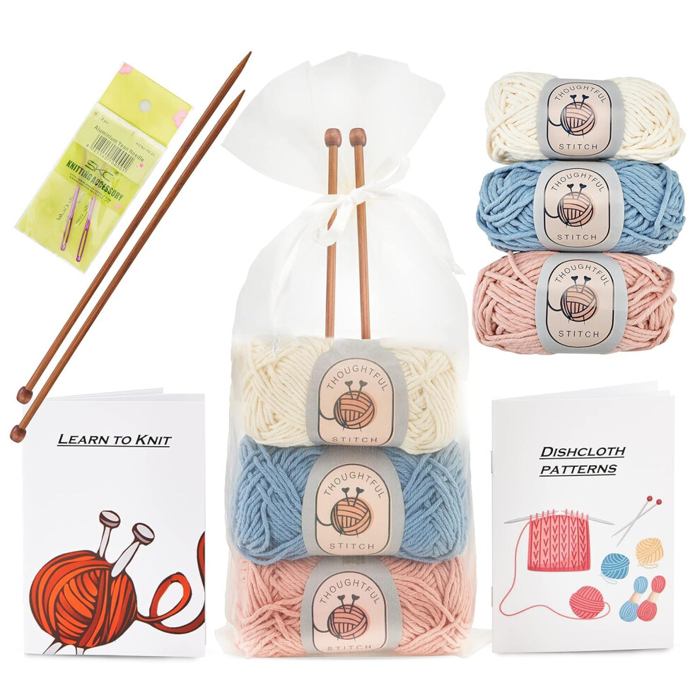 Knitting Kits for Beginners Adults – Knitting Needle Set - Make Your Own Dishcloth – Craft Kits for Adults –