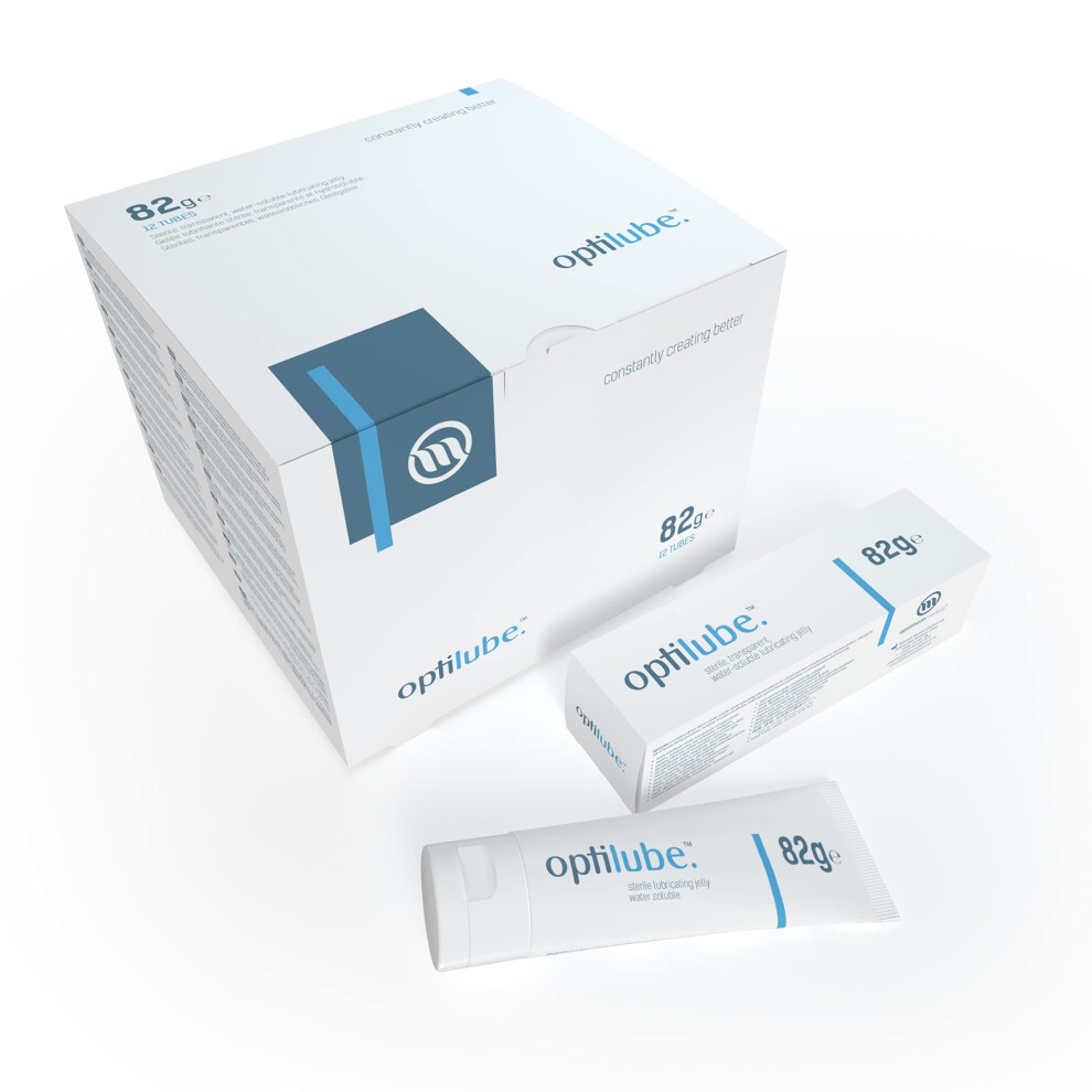 Optilube Tubes (82G X12) - Sterile Lubricating Jelly For Insertion Of Medical Devices In 5G, 42G, 82G, And 113G Tubes, Water