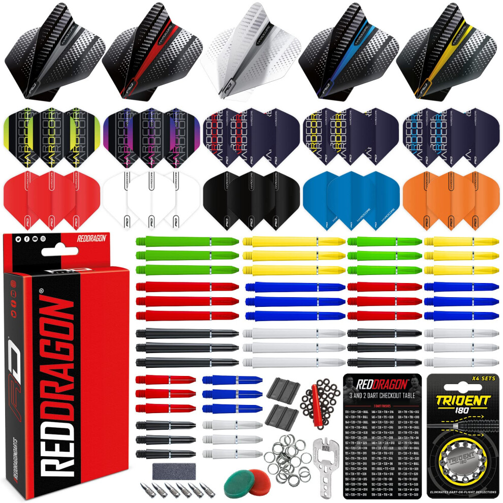 200 Piece Darts Custom Fit Pack Set, Includes Flights, Shafts and Accessories