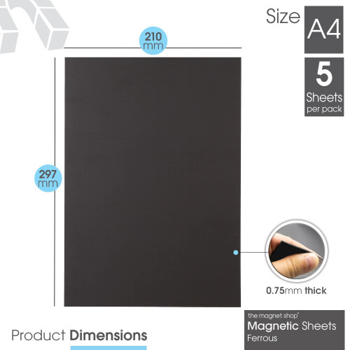 TMS A4 Self-Adhesive Rubber Steel Ferrous Sheet | Magnetically Receptive Surface (10 Sheets) 2