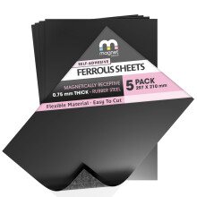 TMS A4 Self-Adhesive Rubber Steel Ferrous Sheet | Magnetically Receptive Surface (10 Sheets)