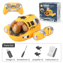 (Yellow) 2.4GHz Rc Boat Toys Remote Control Boat Waterproof Spray Swimming Pool Bathing RC Steamboat