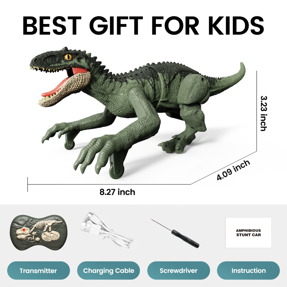 (WJTYM020GN) Sinovan Remote Control Dinosaur Toys for Kids, 2.4GHz Robot Walking Dinosaur Toys