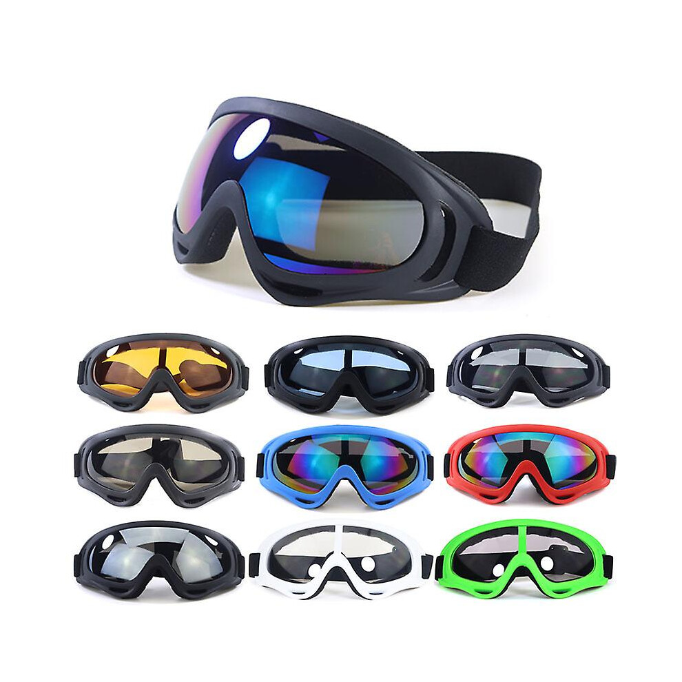 (Black Frame Silver Lens) X400 Outdoor Riding Glasses Motorcycle Impact Goggles Ski Goggles Safety Glasses 3266107110586