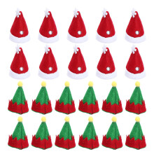 24 Pcs Cake Decorations Christmas Wine Bottle Decorations Candy Hat Christmas Mini Christmas Hat Lollipop
