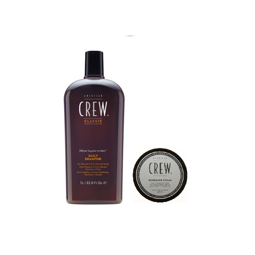 American Crew Daily Moisturizing Shampoo 1000ml and Grooming Cream 85g