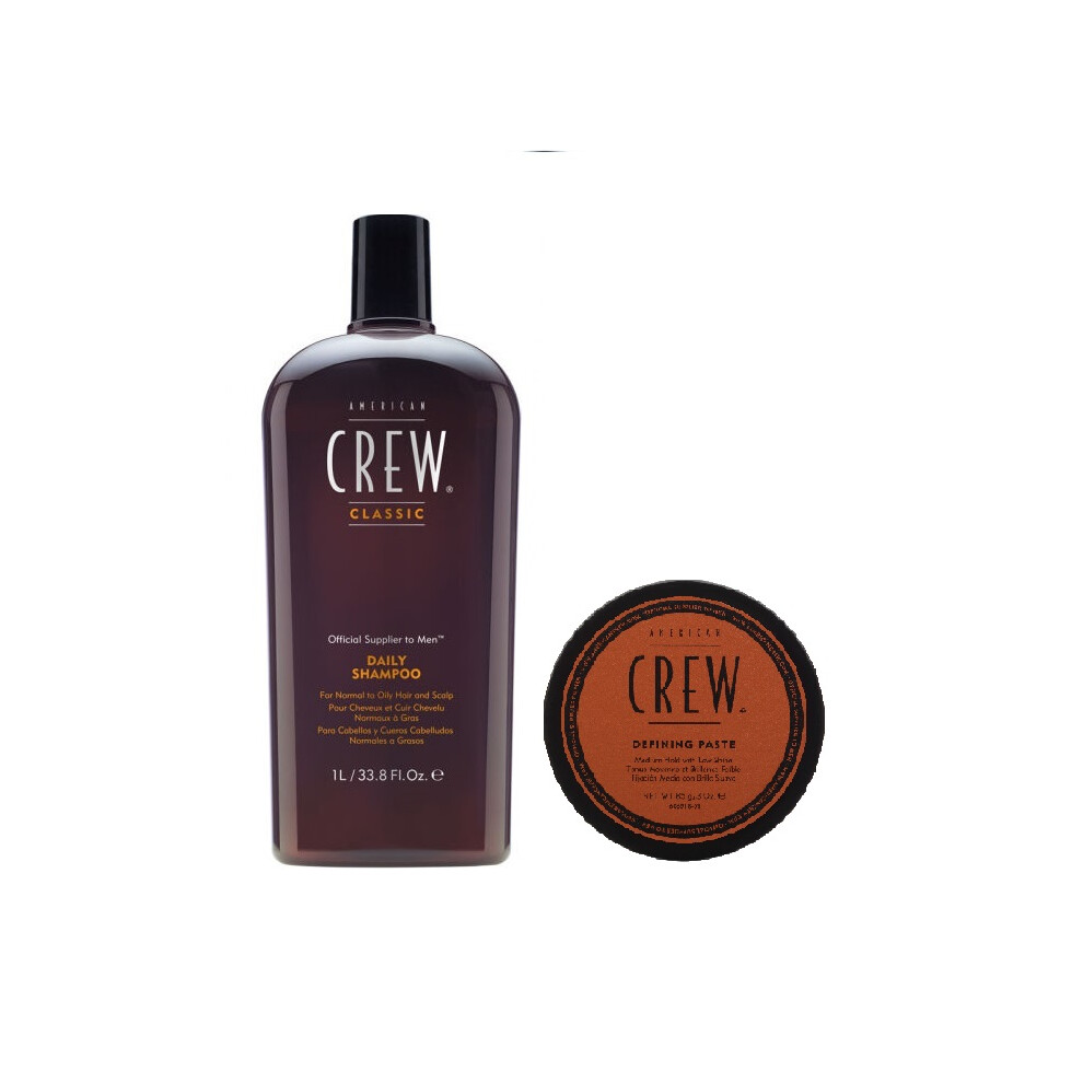 American Crew Daily Moisturizing Shampoo 1000ml and Defining Paste 85g