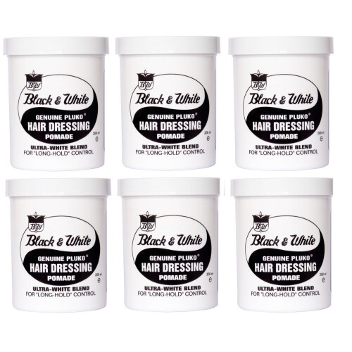 Black & White Genuine Pluko Hair Dressing Pomade 200ml x6