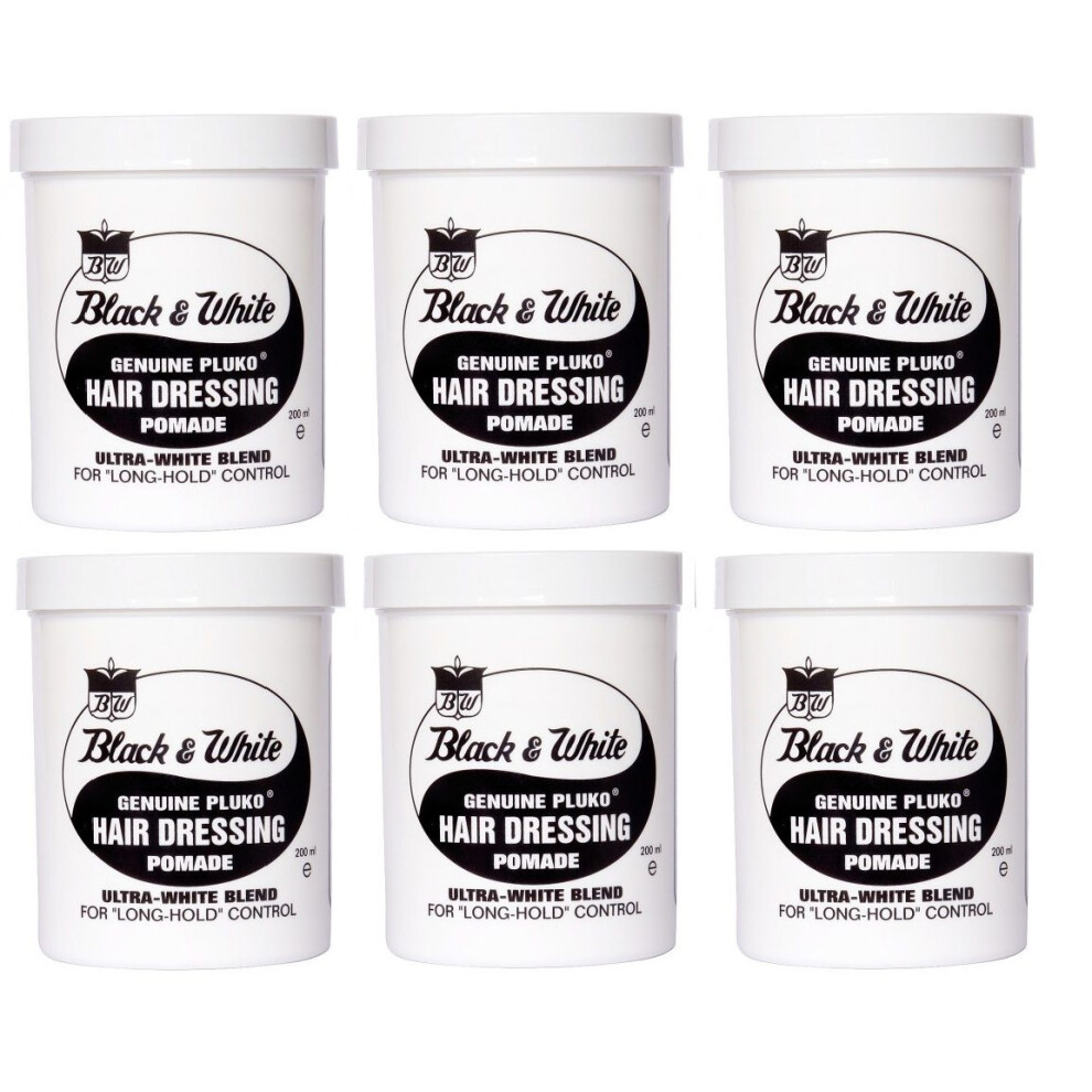 Black & White Genuine Pluko Hair Dressing Pomade 200ml x6