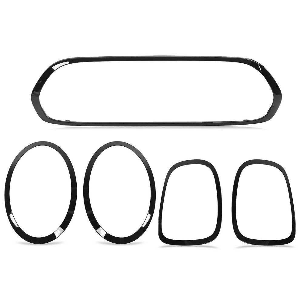 5Pcs Gloss Headlight Taillight Grille Surround Cover Trims Replacement For Mini F55 F56 F57 One Cooper S Jcw 2014 Black 9033322405513