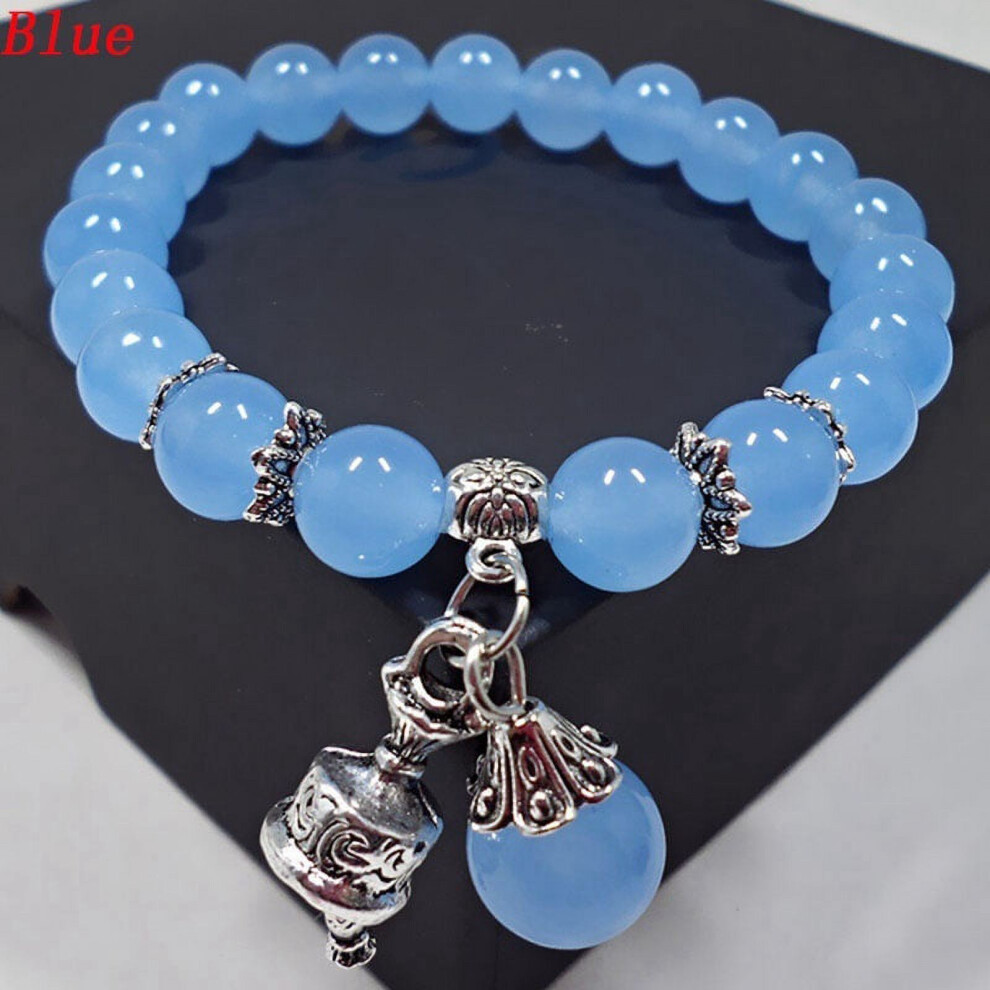 Natural Stone Chalcedony Beads Bracelets & Bangles Jade Crystal Crown