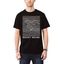 (L, Black) Mickey Mouse T Shirt Unknown Pleasures new Official Disney Mens Black