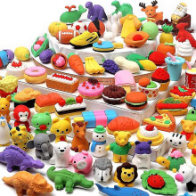 50 Pack Animal Erasers For Kids Bulk Desk Pets Classroom Prizes Treasure Box Toys For Classroom Supplies, 3d Puzzle Mini Erasers Pencil Erasers Back T