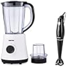 GEEPAS 500W Electric Jug Blender and 180W Black Hand Blender Combo set
