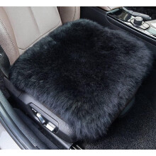(Black) Sheepskin Car Front Seat Cover Pad Wool Seat Cushion
