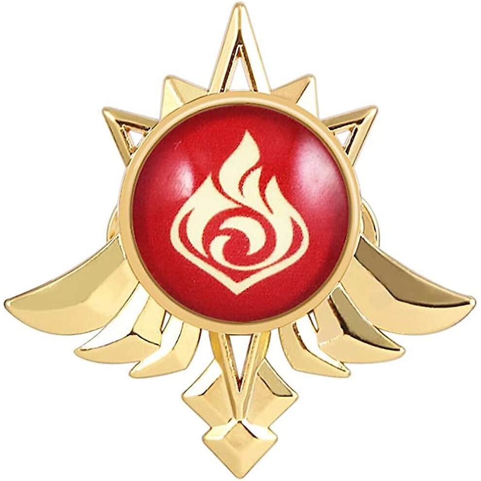 Genshin Impact Vision Brooch Pins - Eye Of God Luminous Brooch - Game Project Accessories For Women Pyro -