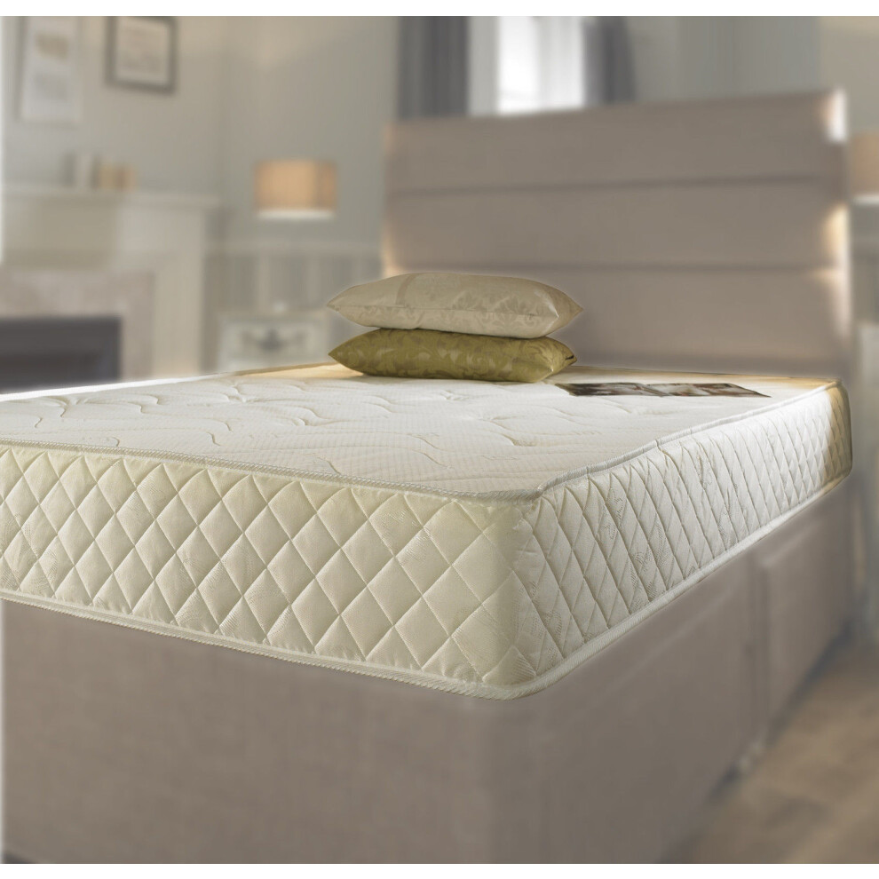 (4FT6 Double	) Cool Blue Memory Foam Quilted Mattress Sprung 3ft Single 4ft6 Double 5ftKing 6ft