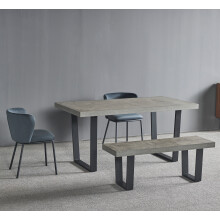 (Table with bench with crib5 chairs, Concrete Effect) Elegance MDF Dining Tables/ Benches/ Table & Benches Set