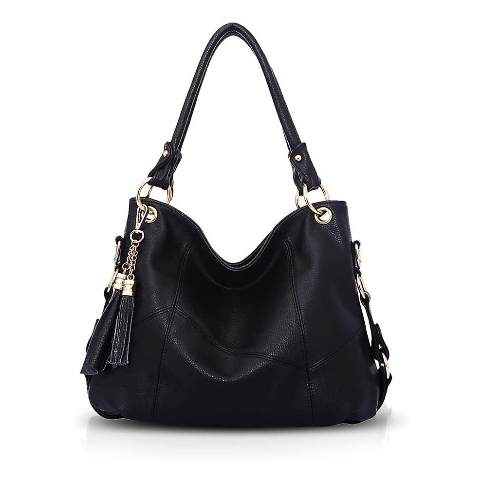 Black-Handbag Women Large Fashion Shoulder Bag Leather Crossbody Bag Tote Shopping Travel Tote Bag With Tassels Wine Red
