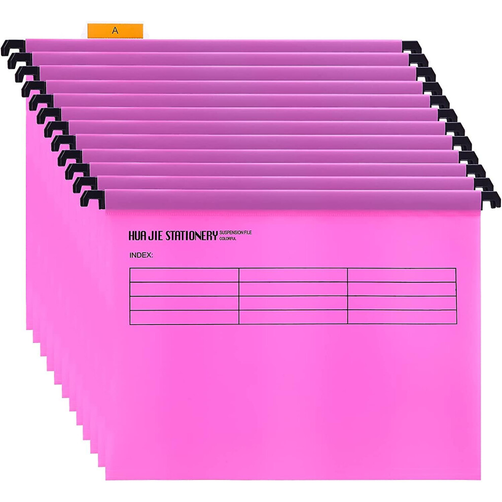 A4 Suspension Files With Tabs And Card Inserts For Filing Cabinets (Pack Of 12, ) Polypropylene A4 Hanging Filing Storage Folders For Office Home Pink