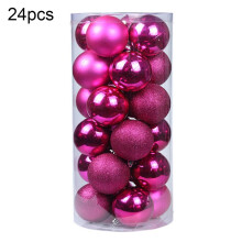 (Rose Red) 24pcs Christmas Ball Hanging Bauble New Year Wedding Home Party Tree Decoration Jikaix