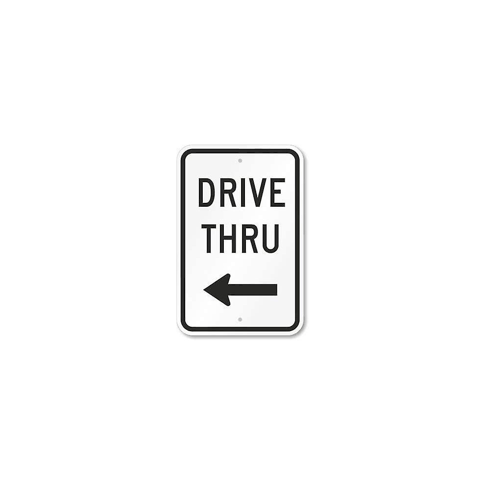 Drive Thru (with Left Arrow) Sign Tin Caution Signs 12x16