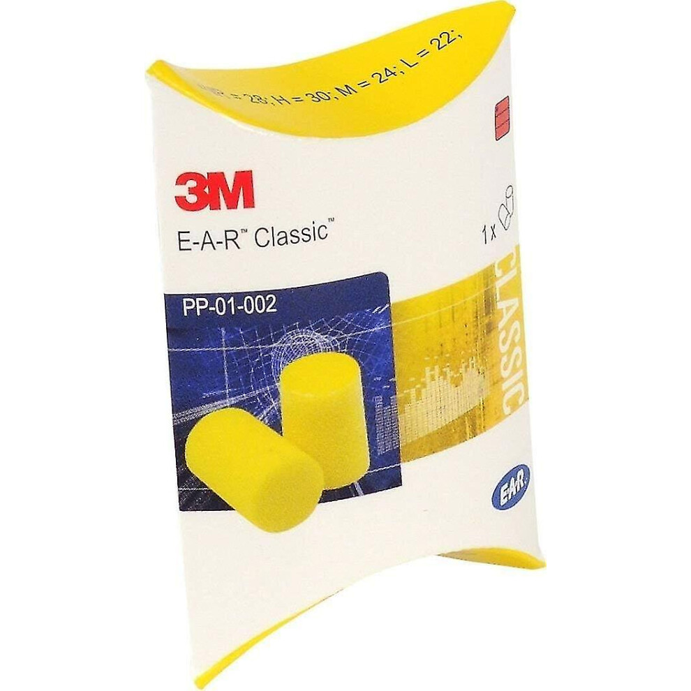 3m Ear Classic Ear Plugs, 50pairs Packed In Pairs, Yellow, Snr = 28db, Ear Defenders