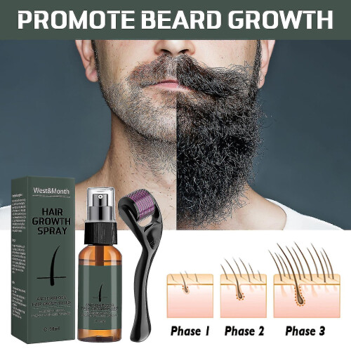 30ml Beard Growth Kit, Beard Kit With Beard Roller Beard Growth Serum Spray, Beard Growth 2