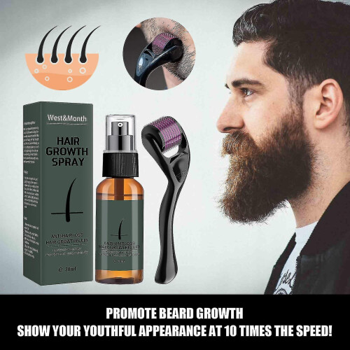 30ml Beard Growth Kit, Beard Kit With Beard Roller Beard Growth Serum Spray, Beard Growth 1