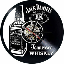 Wall Clock Vinyl Record Clock Upcycling Led Jack Daniels Family Decoration 3d Design Clock Living Room Bedroom Restaurant Wall Decoration Black :